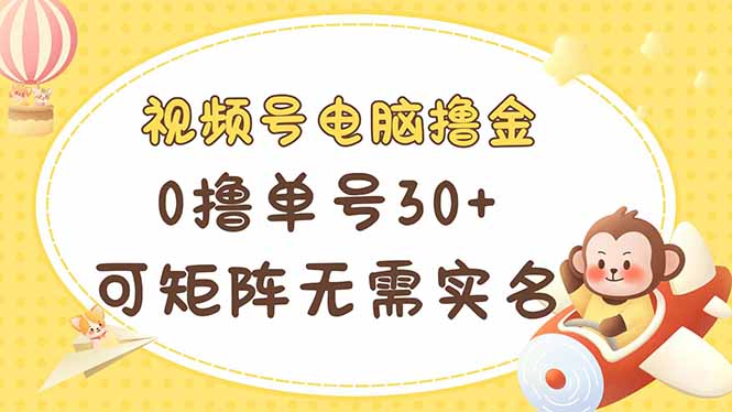 (14220期)视频号电脑撸金 0撸单号30+ 可矩阵 无需实名多号多得-轻创终点站
